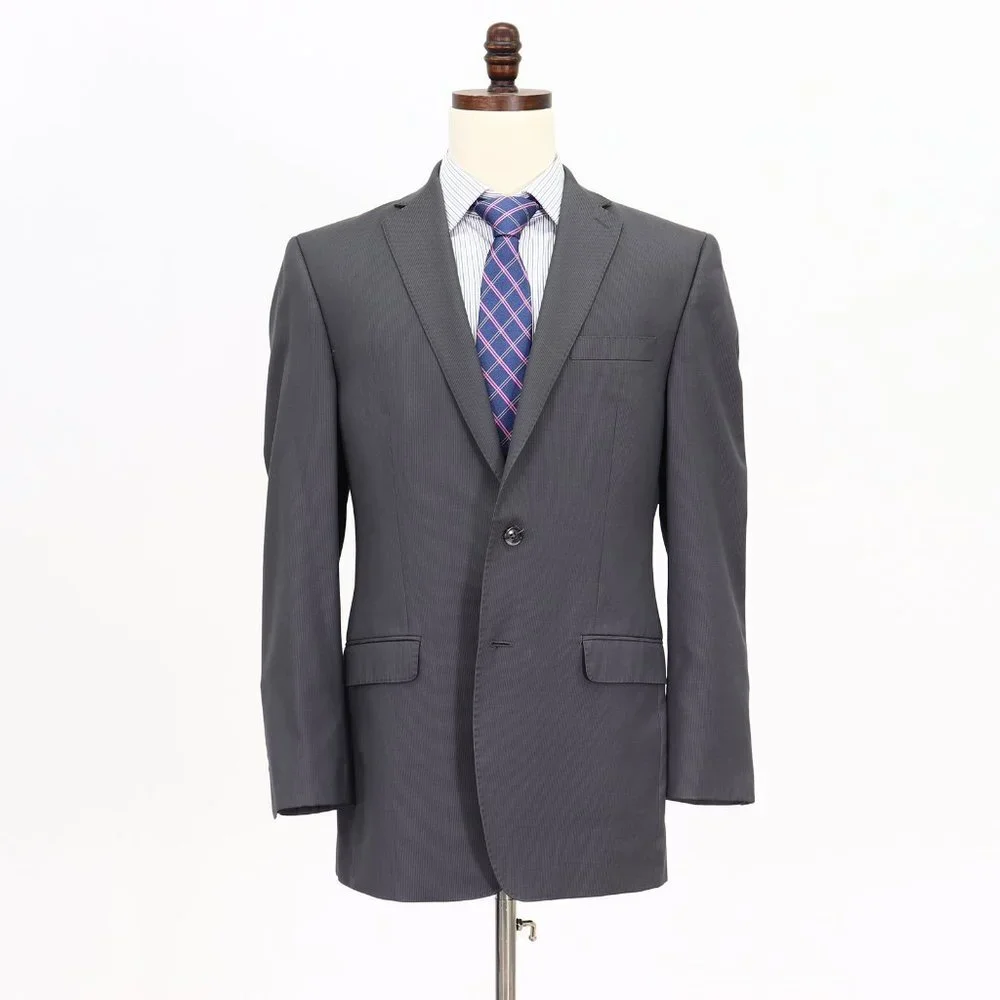 Calvin Klein 40L Gray Striped 2-Button Sport Coat Blazer Jacket V079